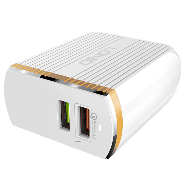 LDNIO A2502Q 30W Convert Design Travel QC3.0 Fast Charger Wite Fast Charging Data Cable